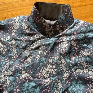 Vintage silk Cheongsam Qipao quilted grey floral pink white chinese dress S 0 2